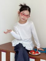 【100-170】長袖トップス 女の子 おしゃれ 無地 フリルデザイン - 画像 (6)