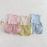 【73-120】ベスト or パンツ ベビー 女の子 無地 おしゃれ フリルデザイン - 画像 (8)