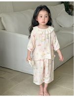 【100-160】パジャマ ガーゼ 女の子 ルームウェア 七分袖 上下セット エアコン対策 キッズ 部屋着 - 画像 (14)