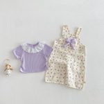 【73-120】Tシャツ or サロペット ベビー 女の子 可愛い 花柄 リボン付き - 画像 (5)