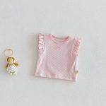 【73-120】ベスト or パンツ ベビー 女の子 無地 おしゃれ フリルデザイン - 画像 (9)