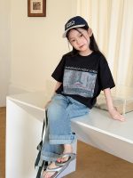 【90-160】半袖Tシャツ 女の子 トレンド ストリート プリント - 画像 (5)