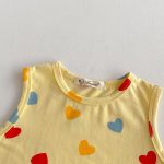 【80-130】セットアップ 女の子 ノースリーブ ハート・ドット柄 トップス＆ショートパンツ - 画像 (17)