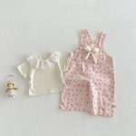 【73-120】Tシャツ or サロペット ベビー 女の子 可愛い 花柄 リボン付き - 画像 (6)