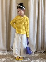 【100-170】長袖Tシャツ 女の子 フード付き ボーダー柄 - 画像 (4)