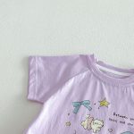 【73-120】Tシャツワンピース ベビー 女の子 韓国風 リボンプリント - 画像 (11)