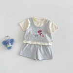 【73-120】セットアップ ベビー 男の子 半袖 レイヤード風 カジュアル - 画像 (9)
