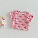 【73-120】Tシャツ ベビー 女の子 ボーダー柄 カラフル - 画像 (7)