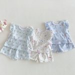 【73-120】セットアップ ベビー 女の子 花柄 チェック柄 - 画像 (5)