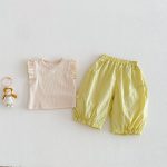【73-120】ベスト or パンツ ベビー 女の子 無地 おしゃれ フリルデザイン - 画像 (12)