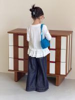 【100-170】長袖トップス 女の子 おしゃれ 無地 フリルデザイン - 画像 (8)