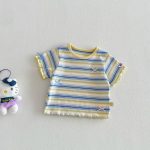 【73-120】Tシャツ ベビー 女の子 ボーダー柄 カラフル - 画像 (8)