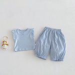 【73-120】ベスト or パンツ ベビー 女の子 無地 おしゃれ フリルデザイン - 画像 (14)