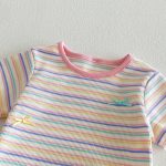 【73-120】Tシャツ ベビー 女の子 ボーダー柄 カラフル - 画像 (9)