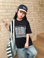 【90-160】半袖Tシャツ 女の子 トレンド ストリート プリント - 画像 (3)