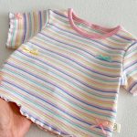 【73-120】Tシャツ ベビー 女の子 ボーダー柄 カラフル - 画像 (11)