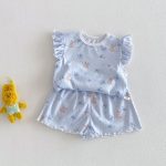 【73-120】セットアップ ベビー 女の子 花柄 チェック柄 - 画像 (8)