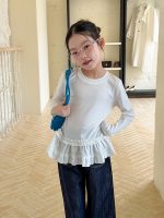 【100-170】長袖トップス 女の子 おしゃれ 無地 フリルデザイン