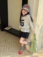 【100-170】長袖トップス 女の子 ボーダー カジュアル 通気性抜群 - 画像 (5)
