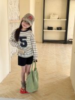 【100-170】長袖トップス 女の子 ボーダー カジュアル 通気性抜群