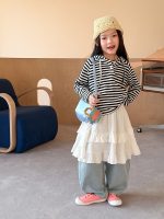 【100-170】長袖Tシャツ 女の子 フード付き ボーダー柄 - 画像 (12)