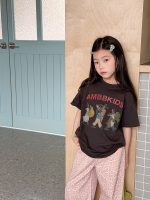 【90-160】半袖Tシャツ 女の子 動物柄 カートゥーン 着せやすい - 画像 (3)