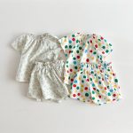 【80-130】セットアップ 女の子 花柄 カラードット