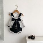 【73-110】セットアップ ベビー 女の子 チェック柄 リボン付き - 画像 (5)