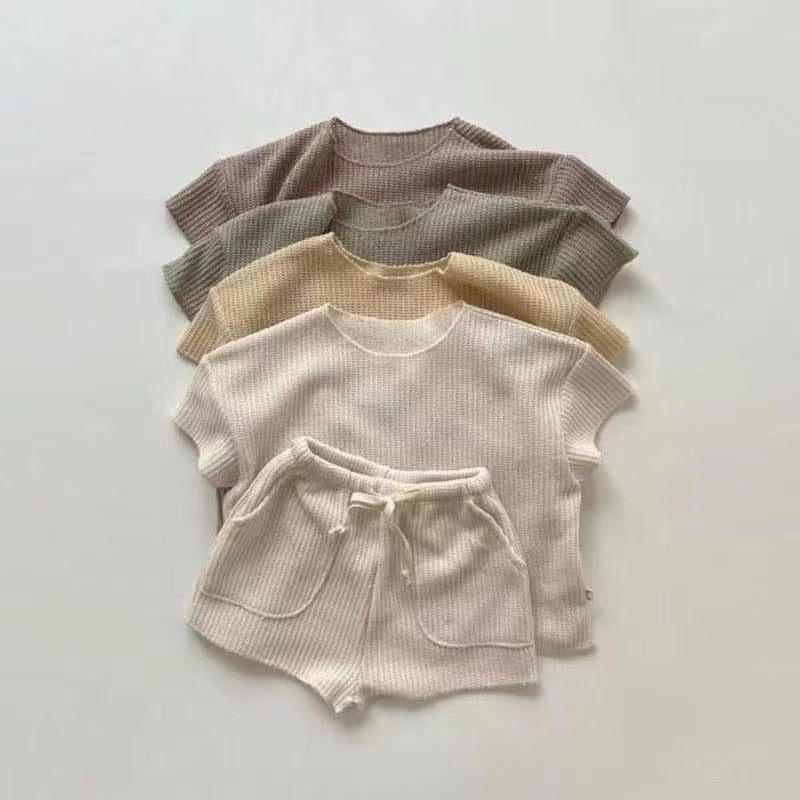 02_9b5ebf03-1d8d-43e5-8b4d-aad9764fabc0.jpg 【80-130】半袖セットアップ キッズ服 ナチュラル カジュアル - 画像 (1)