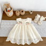 【73-120】ワンピース ベビー 女の子 チェリー フラワー刺繡 - 画像 (5)