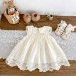 【73-120】ワンピース ベビー 女の子 チェリー フラワー刺繡 - 画像 (6)