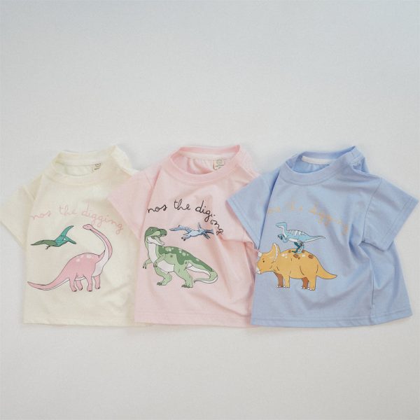 【80-160cm】半袖Tシャツ キッズ 恐竜プリント お出かけに