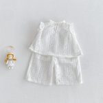 【73-120】セットアップ ベビー 女の子 フリル スリーブ レース - 画像 (4)