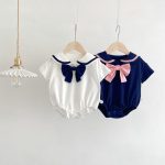 【66-90】ロンパース ベビー 蝶結び付き ポロシャツ - 画像 (4)
