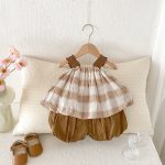 【73-100】セットアップ ベビー キャミチェックトップス&バルーンパンツ - 画像 (6)