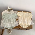 【66-90】ロンパース ベビー フラワー刺繡 ワンピース風 - 画像 (7)