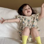 【66-90】ロンパース ベビー 小花柄 折り襟 レトロ - 画像 (4)