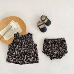 【66-100】セットアップ ベビー ノースリーブ 小花柄 - 画像 (3)