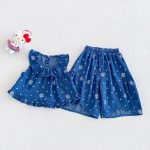 【73-120】セットアップ ベビー 女の子 ドット デニム - 画像 (6)