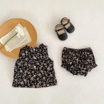 【66-100】セットアップ ベビー ノースリーブ 小花柄 - 画像 (4)