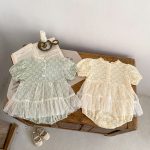 【66-90】ロンパース ベビー フラワー刺繡 ワンピース風 - 画像 (8)