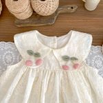 【73-120】ワンピース ベビー 女の子 チェリー フラワー刺繡 - 画像 (8)