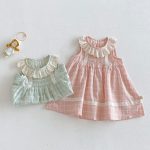 【73-120】ワンピース ベビー 女の子 レース襟 チェック - 画像 (5)
