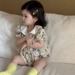 【66-90】ロンパース ベビー 小花柄 折り襟 レトロ - 画像 (6)