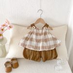 【73-100】セットアップ ベビー キャミチェックトップス&バルーンパンツ - 画像 (5)
