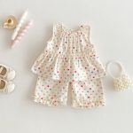 【73-120】セットアップ ベビー 女の子 ハート ノースリーブ - 画像 (4)