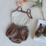 【66-90】セットアップ ベビー ボーダー キャミソール&ショートパンツ - 画像 (5)