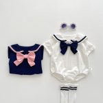 【66-90】ロンパース ベビー 蝶結び付き ポロシャツ - 画像 (3)