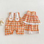 【73-120】セットアップ or サロペット ベビー 女の子 カラフル チェック - 画像 (6)