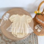 【66-90】ロンパース ベビー フラワー刺繡 ワンピース風 - 画像 (9)